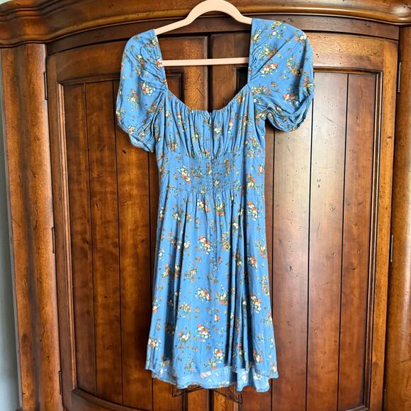 Reformation Corbin Mini Dress In Rory Blue Size 0 - Picture 4 of 7